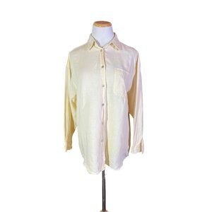 Vintage Laura Ashley Size M Long Sleeve Button-Up Shirt Linen Blend Cream